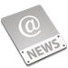 A gray rectangular icon featuring a white '@' symbol above the word 'NEWS'.