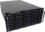 Rackmount server with 16 hot-swappable drive bays and handles on the front.