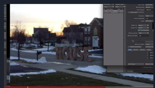 A photo of a residential street with the word HOUSE superimposed in large, textured letters.