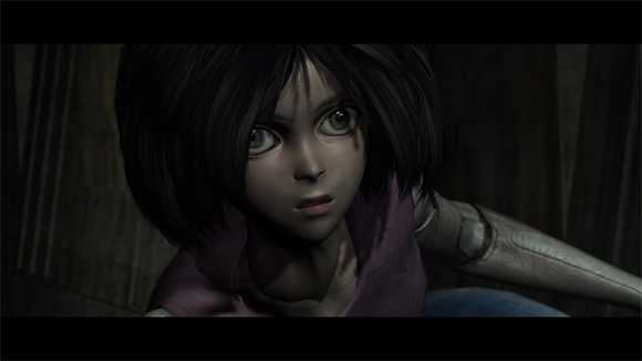 Close-up of a young girl with short dark hair and wide eyes looking ahead with a worried expression.