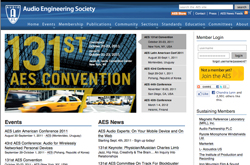 Audio Engineering Society website showing the 131st AES Convention banner and event news.