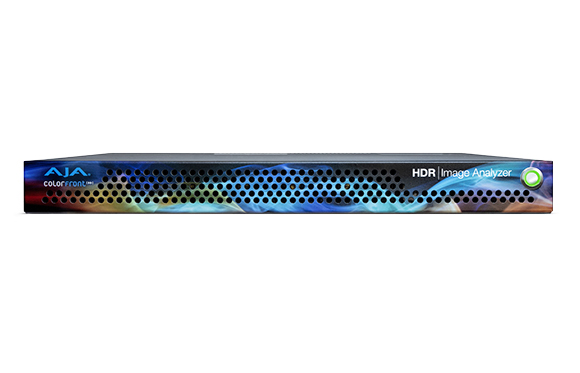 A black AIA HDR Image Analyzer rack-mounted device with a colorful abstract pattern on its front panel.