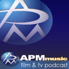 APM Music logo with a stylized blue and silver emblem above the text APM music film & tv podcast.
