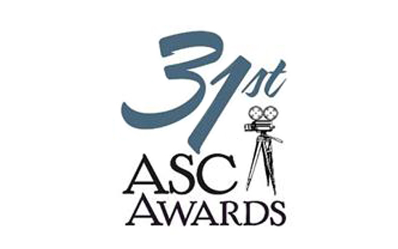 Stylized blue number 31st above the text ASC AWARDS and a small vintage movie camera icon.