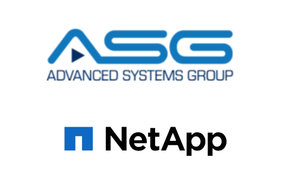 Blue ASG Advanced Systems Group logo above a black NetApp logo.