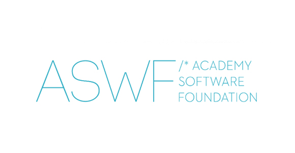 Light blue logo for the Academy Software Foundation featuring the acronym ASWF and full name.