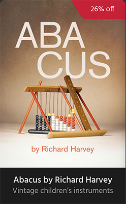 Book cover featuring a wooden abacus against a tan background with a red discount banner.