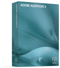 A teal software box for Adobe Audition 3 featuring abstract flowing wave patterns.