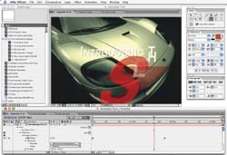 A computer screen displaying a video editing software interface with a car image and timeline.