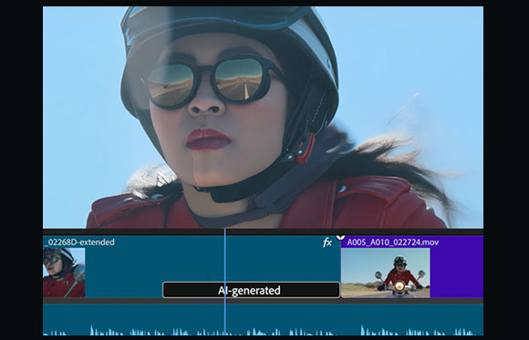 Video editing software displaying a clip of a person wearing a helmet and sunglasses.