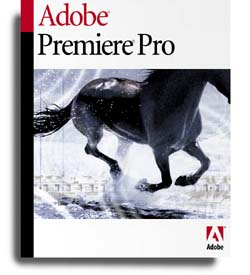 Software box for Adobe Premiere Pro featuring a black horse running through water.