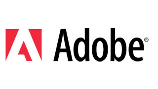 Adobe logo featuring a red square with a white stylized 'A' next to the word 'Adobe' in black text.