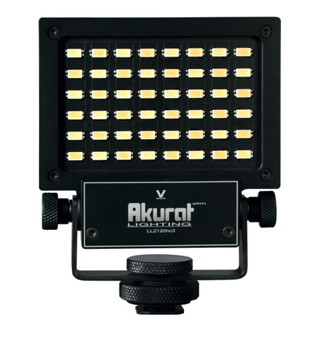 A black rectangular LED panel light with multiple small yellow bulbs on a mounting bracket.
