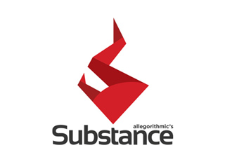 A red, angular, origami-style geometric shape above the word Substance.