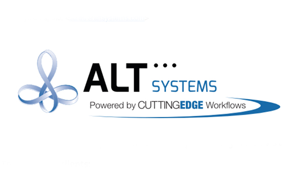 ALT Systems logo featuring a blue infinity-style knot and the text Powered by CUTTINGEDGE Workflows.