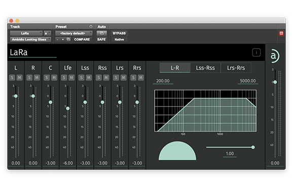 Digital audio plugin interface with various sliders, frequency graphs, and channel controls.