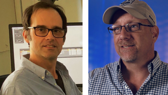 Two men wearing glasses and collared shirts in separate portrait shots.