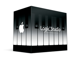 A black software box featuring a piano keyboard design and the Apple logo.