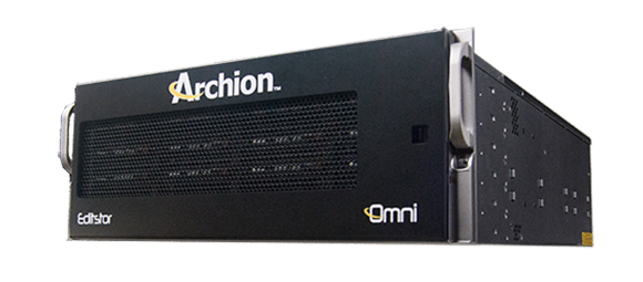 A black Archion Editstar Omni rack-mountable server unit with a mesh front panel.