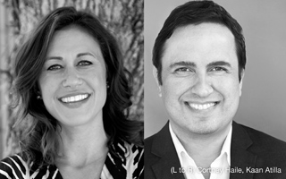 Black and white headshots of Cortnay Haile on the left and Kaan Atilla on the right, both smiling.