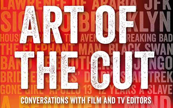 Text reading 'ART OF THE CUT' in large white letters over a red background filled with movie titles.