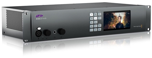 Avid Artist DNxIQ rack-mounted hardware unit with a digital display and control buttons.