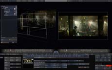 Video editing software interface with a 3D wireframe model and a video preview window.