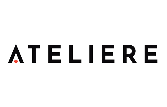Black text reading ATELIERE with a red dot inside the letter A.