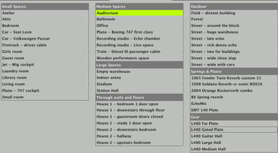 A text-based list categorized by space size, outdoor settings, plates, and gear.