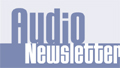 The words "Audio Newsletter" in white text on a blue background.