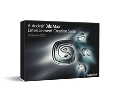 Autodesk 3ds Max Entertainment Creation Suite Premium 2012 software box on a white background.