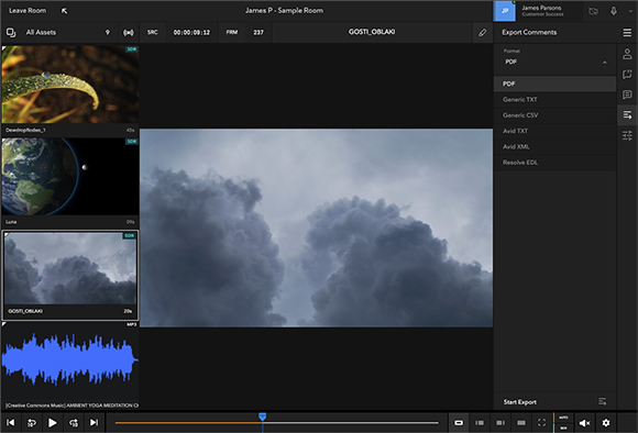 A software interface displaying video clips, a file list, and a playback timeline.