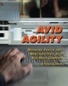 Book cover titled Avid Agility by Steven Cohen, showing a hand on a keyboard over a video editing interface.