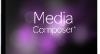 The words Media Composer in white text against a blurred purple and dark background.