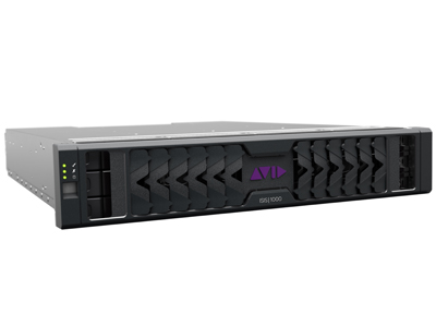 A silver and black Avid ISIS 1000 rack-mounted storage server unit.