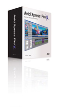 A white software box for Avid Xpress Pro featuring screenshots of video editing interfaces.