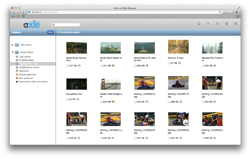 A web browser interface displaying a grid of various landscape and action photo thumbnails.