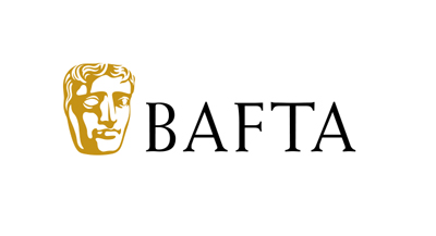 Gold mask icon next to the word BAFTA in black serif font on a white background.