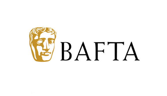 Gold mask icon next to the word BAFTA in black serif font on a white background.