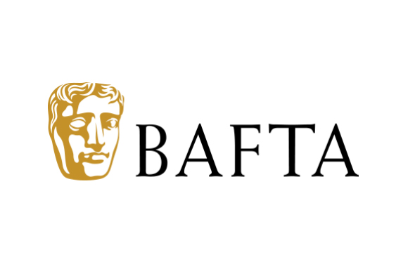 Gold mask icon next to the word BAFTA in black serif font on a white background.