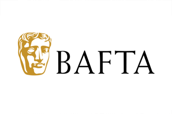 Gold mask icon next to the word BAFTA in black serif font on a white background.