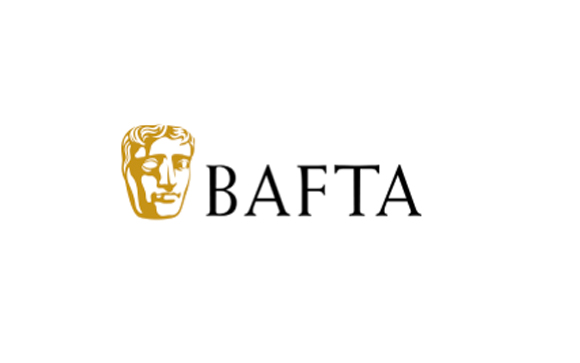 Gold mask icon next to the word BAFTA in black serif font on a white background.