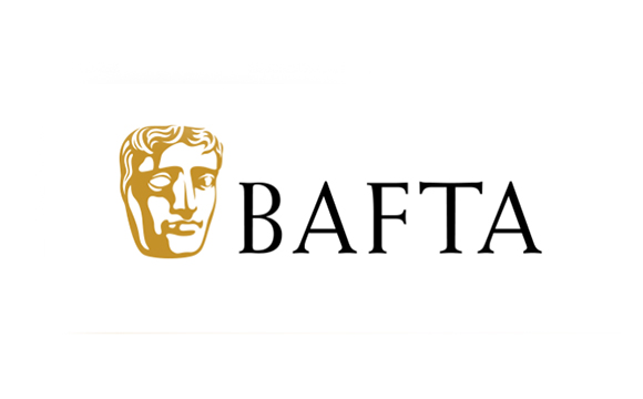 Gold mask icon next to the word BAFTA in black serif font on a white background.