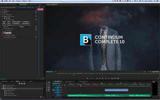 Video editing software interface showing a man in a suit with a cloud head and text overlay.