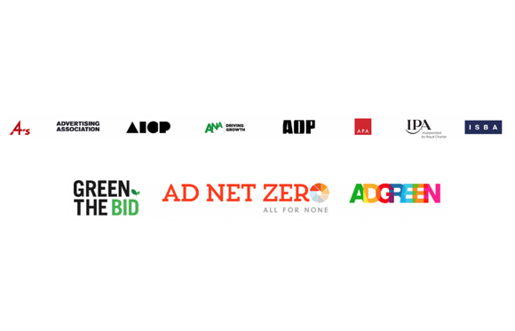 A collection of logos for advertising associations and green initiatives on a white background.
