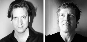 Two black and white headshots of men looking toward the camera and slightly upward.