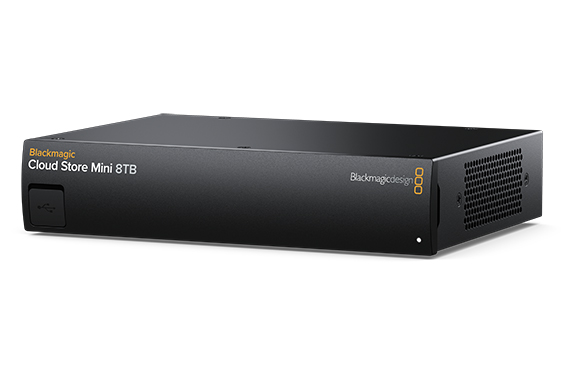 Blackmagic Cloud Store Mini 8TB black rectangular storage device on a white background.