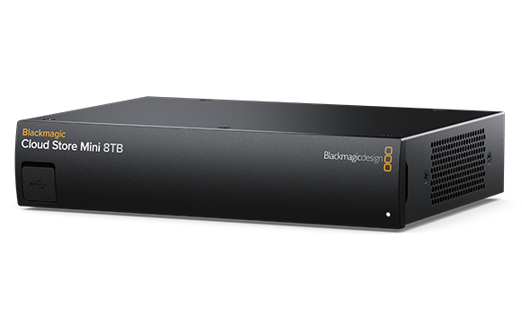Blackmagic Cloud Store Mini 8TB black rectangular storage device on a white background.