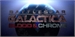 Logo for Battlestar Galactica Blood & Chrome over a blue planet.