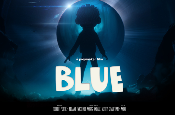 Silhouette of a character with textured hair centered in a glowing blue circular portal.